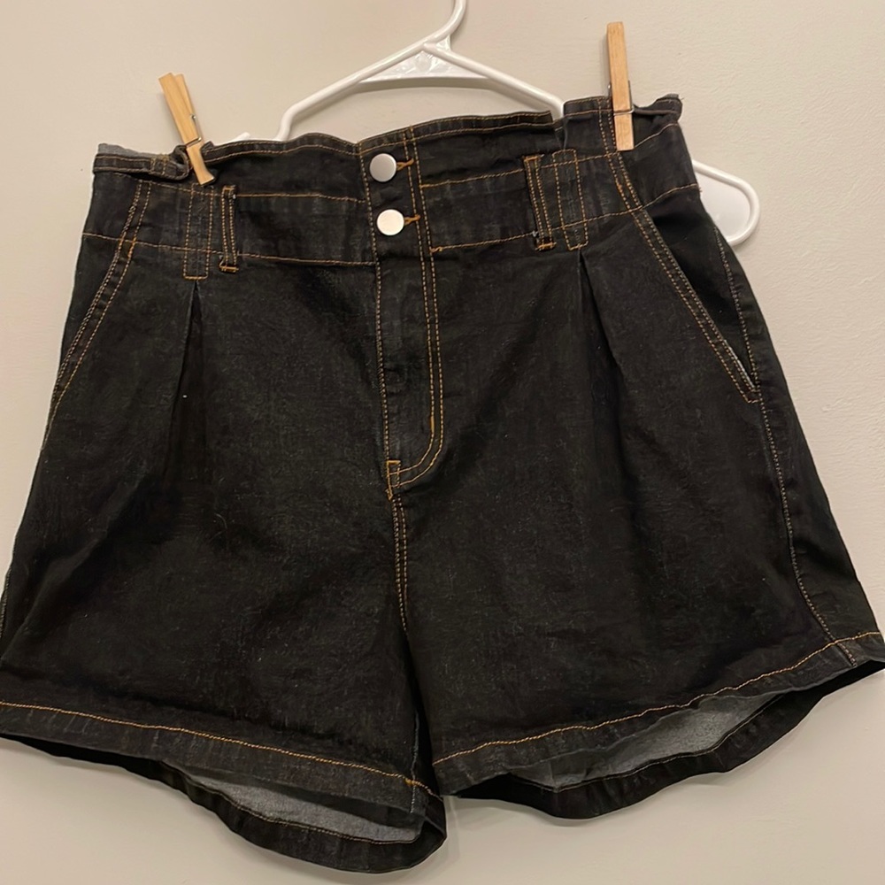 Black jean shorts